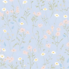 Seamless floral pattern. Created with Generative AI technology.