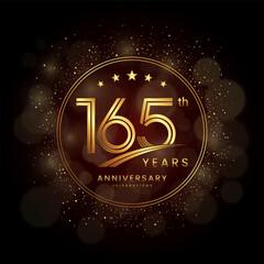 165th anniversary logo with gold double line style decorated with glitter and confetti Vector EPS 10