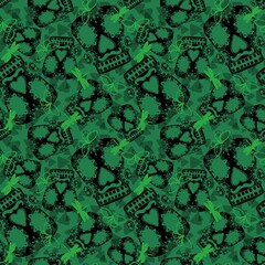 Halloween monsters seamless sculls with flower pattern for wrapping paper and fabrics and linens and fashion textiles