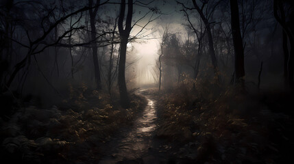 Obraz premium misty morning in the forest