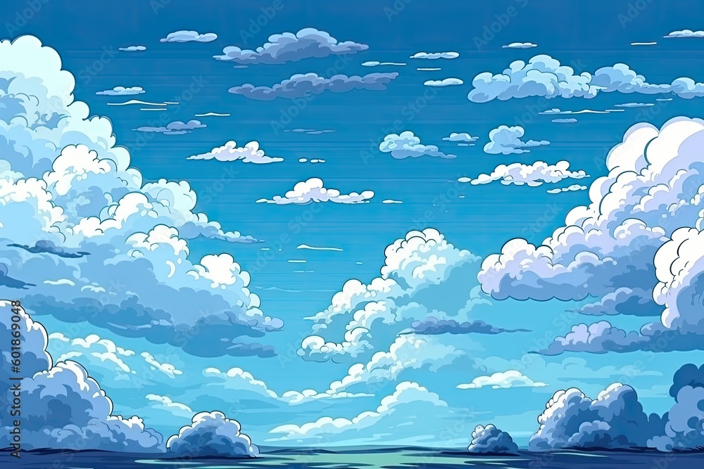 Poster clouds floating over a tranquil body of water, creating a peaceful atmosphere generative ai
