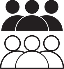 people icon, persons solid and outline vector black illustration in white background