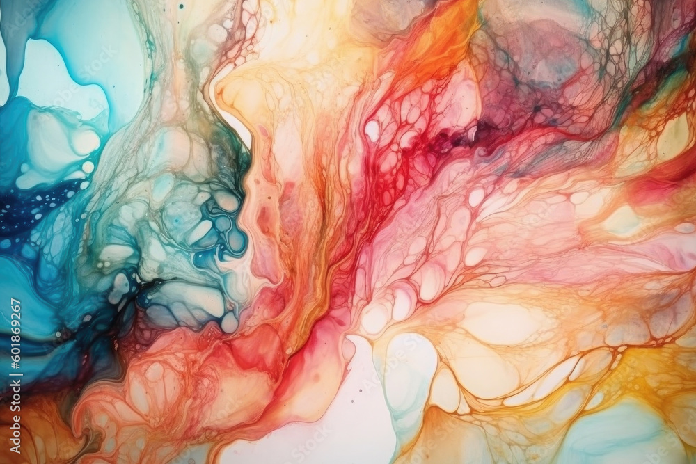 Poster splashed paint as a gradient colorful abstract background for the mobile screen concept, created wit
