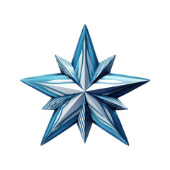 Fototapeta premium Abstract blue star isolated on white, transparent background, PNG, ai