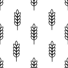 Simple texture with ears of wheat for wrapping paper, wallpaper, prints. Repeated grain shape for decoration design prints. Seamless geometric pattern