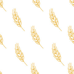 Simple texture with ears of wheat for wrapping paper, wallpaper, prints. Repeated grain shape for decoration design prints. Seamless geometric pattern