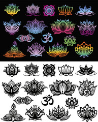 Set of Ornamental Lotus flowers
