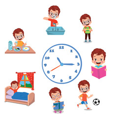 A set of icons for a boy daily routine.