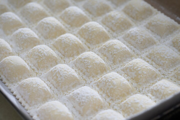 close up of handmade ravioli