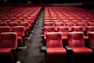 Rows of empty seats in a cinema or theatre, ai