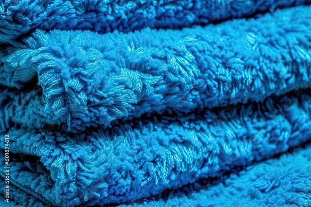 Aufkleber neat stack of blue towels on a white background generative ai