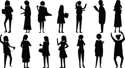 set of silhouettes of people