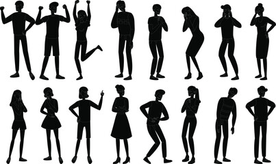set of silhouettes of people