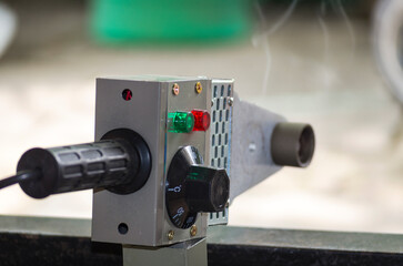 Soldering iron for soldering polypropylene pipes.