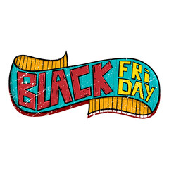 Retro Banner Black Friday .Hand drawn trendy design element . For sale Promotion or Advertisement offer