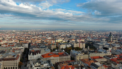 Fototapeta premium Aerial view of Budapest city skyline, Terezvaros or Theresa Town neighbourhood. Hungary