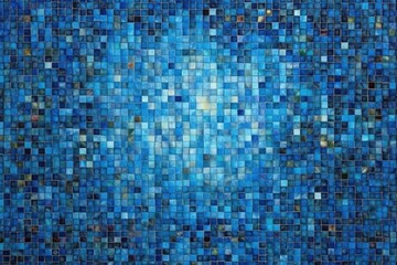 vibrant blue mosaic tile wall with a backdrop of clear blue sky Generative AI
