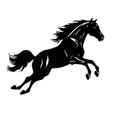 Fototapeta na wymiar A black and white silhouette of a horse. Generative AI.