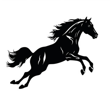 A black and white silhouette of a horse. Generative AI.