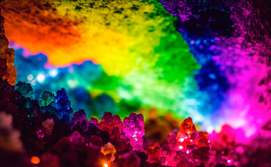 Colorful crystals. Generative AI.