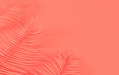 Fototapeta na wymiar Tropical palm leaves background. Summer tropical leaf. Exotic hawaiian jungle, summertime party design for trendy poster, flyer, banner, card, cover, brochure. 3d render.