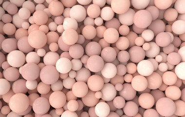 Abstract 3d rendering geometric background with pink  spheres, beads