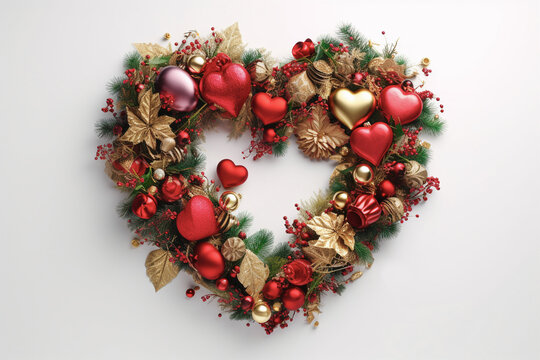 Red heart-shaped wreath frame - Stock Illustration [93035653] - PIXTA