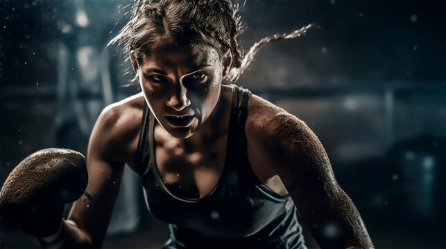 action loaded picture of a woman doing sports, gerenative AI