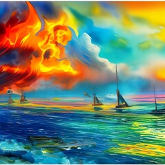 Fototapeta na wymiar The sea of flames