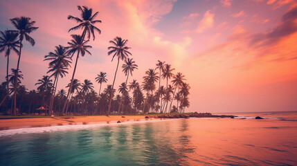 Fototapeta na wymiar Coconut palms tropical background. Illustration AI Generative.