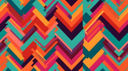 Fotobehang Boho A bold and graphic chevron pattern in bright colors for a playful background