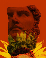 Digital and Analog Mixed Medium illustration. Vintage Collage. Archetypal theme. 