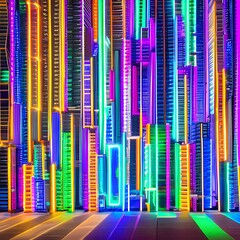171 Neon Lights: A vibrant and electric background featuring neon lights in bold and bright colors that create a futuristic and modern look2, Generative AI