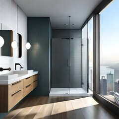 Naklejka na ściany i meble modern bathroom design by AI generativ