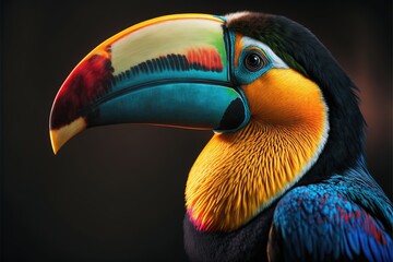 toucan on black background, generative ai