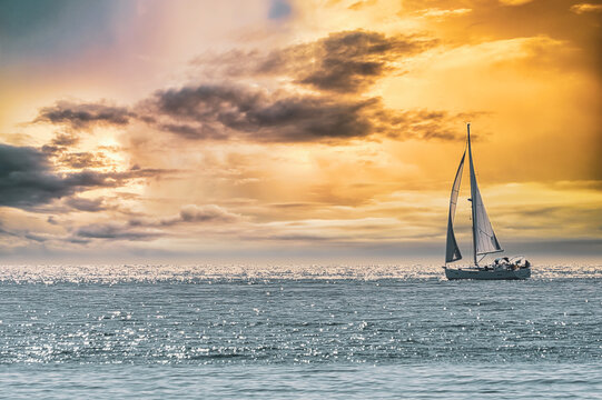 sailboat at sunset