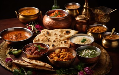 Obraz na płótnie Canvas Sets of Indian food. Generative AI