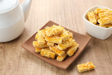 Crunchy Kaastengels Cookies. Dutch influenced Indonesian cookies, popular during Eid Al Fitr in Indonesia
