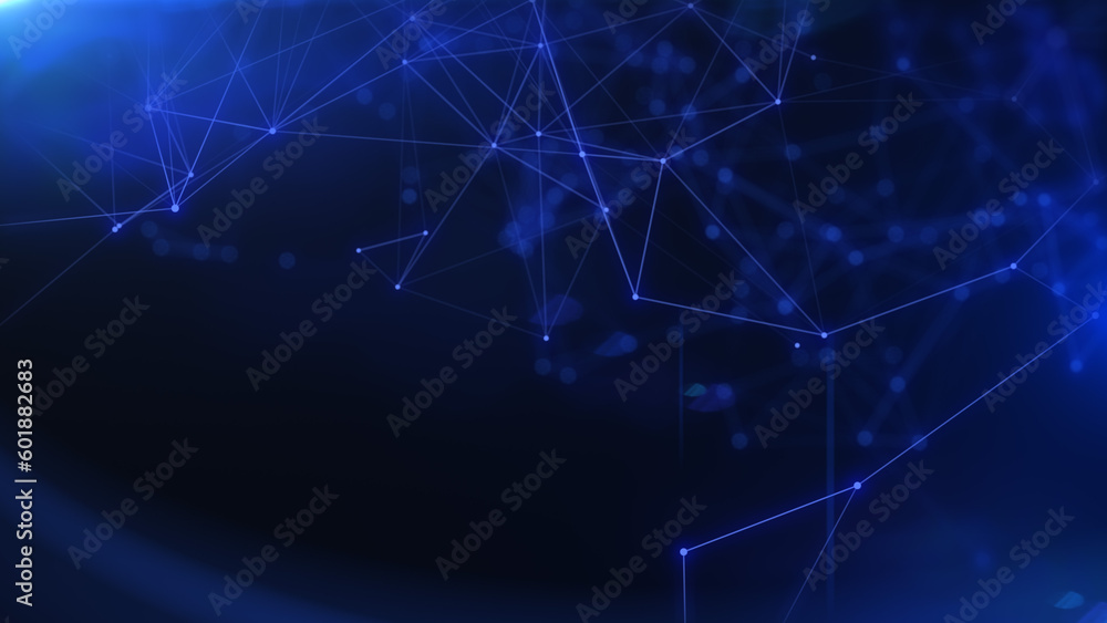 Leinwandbilder Abstract technology network flowing illustration background. Global business data network. Plexus triangle and lines, dot dynamic moving structure platform.
