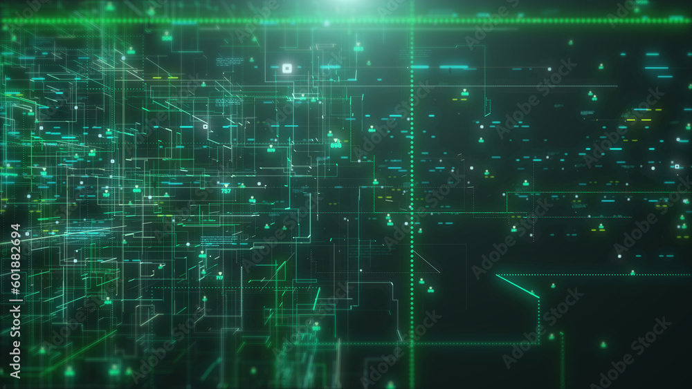Aufkleber Abstract technology network flowing illustration background. Global business data network. Plexus triangle and lines, dot dynamic moving structure platform.
