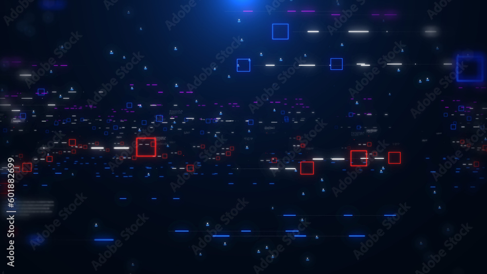 Aufkleber Abstract big data structure futuristic network connection technology illustration. Abstract simple geometric shape with binary number code background.