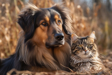 Cat and dog, friends