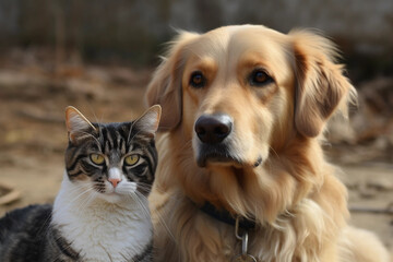 Cat and dog, friends