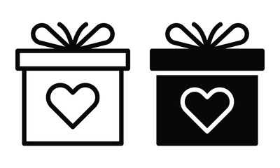 Gift icon with outline and glyph style.