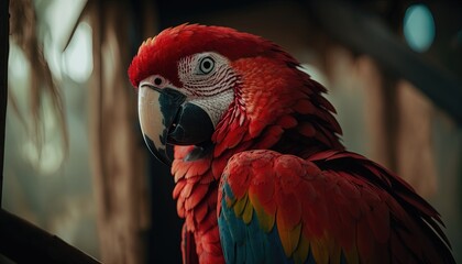 red  macaw ara ararauna, generative ai