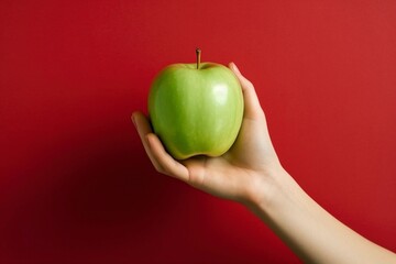 the woman's hand lovingly cradles a crisp, juicy, and nutritious apple Ai generated.