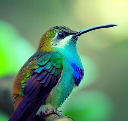 Fototapeta premium hummingbird blue green, Generative AI, Generative, AI