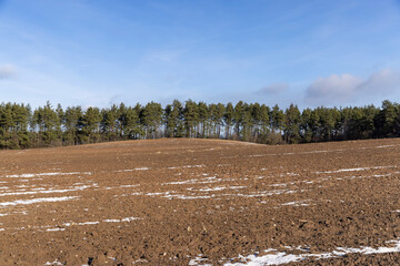 Fototapeta na wymiar agricultural field for planting plants in winter