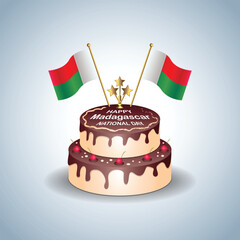 Madagascar National Day with a Cake .Vector Illustration