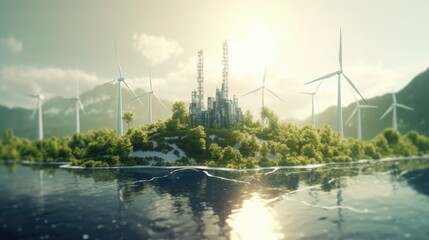 Photo of a scenic countryside with majestic windmills in the distance